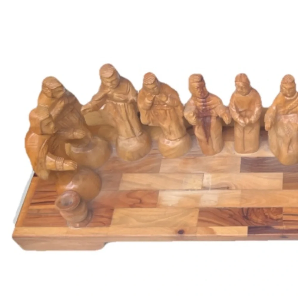 Last supper wooden display plague figurines stationary disciples Jesus